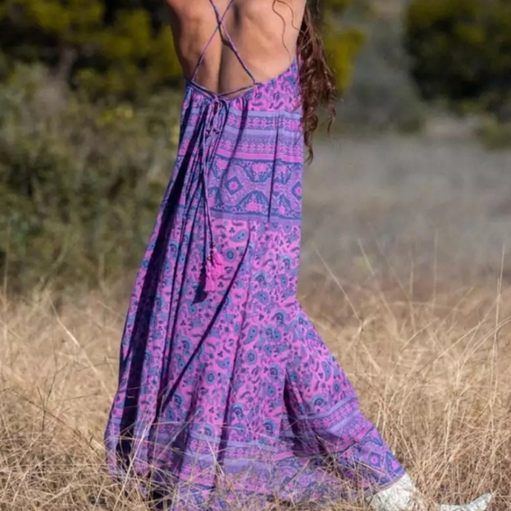 Spell and the Gyspy Collective Pailsey Floral Boho Maxi Dress (Mulberry) - Picture 3 of 16